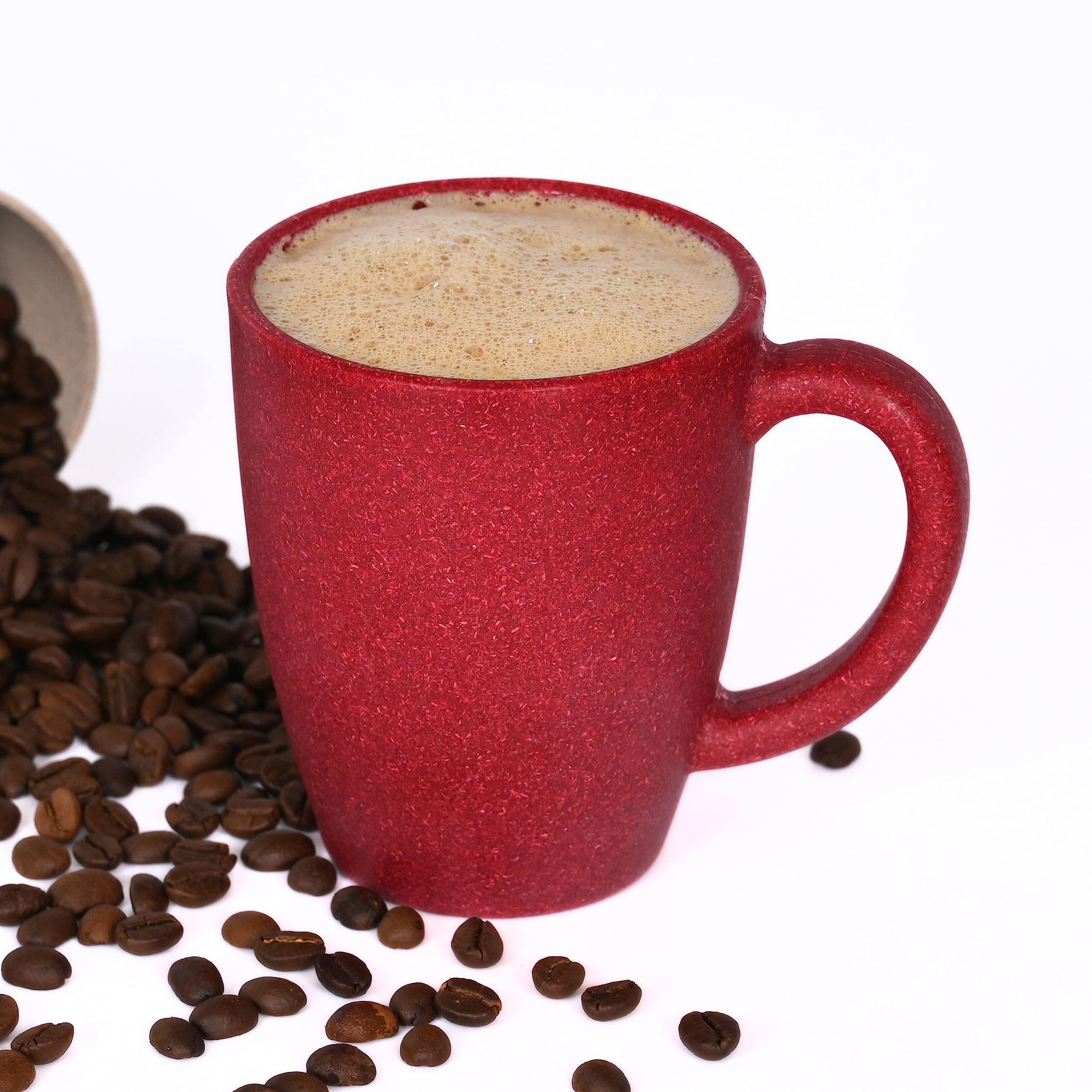 Eha Earth-Friendly Classic Coffee Mug | 300 ml | Made with Rice Husk & Bamboo Fibers | Microwave Safe (Reheat only) | for Hot & Cold Coffee, Milk & Tea Cup | Matte Finish Mugs | Coral | 1 Unit