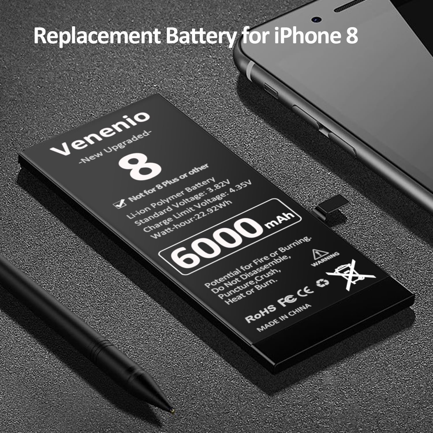 Amazon.com: Venenio Battery for iPhone 8, [6000mAh] 2026 Upgraded