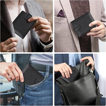 Black Leather Wallet Card Wallet for Men and Women