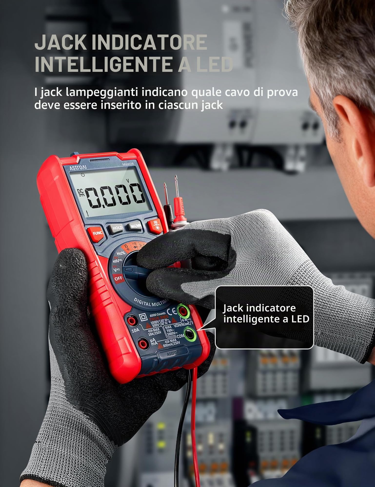 AstroAI Multimetro digitale Multimetri TRMS Manuali e Telemetria Automatica NCV (6000) | Voltmetro, Polimetro, Tester per Corrente AC/DC, Tensione AC/DC, Resistenza, Frequenza, Capacità, Continuità, Test Diodi