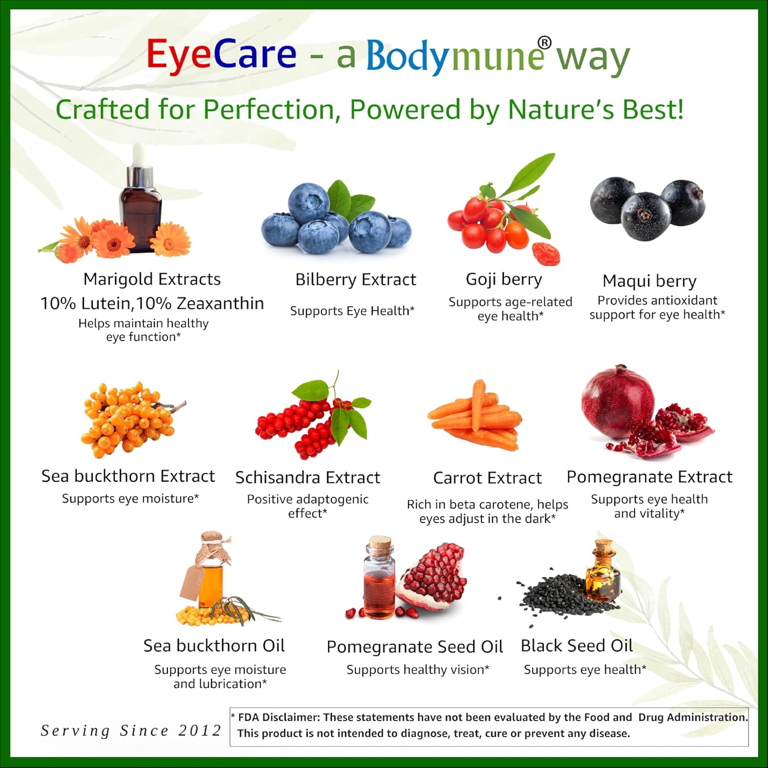 Bodymune Advanced EyeCare | USDA Organic Eye Health Supplement with Lutein & Zeaxanthin | Maqui, Goji & Sea Buckthorn Extracts | 30-Day Supply | Vegan, Non-GMO, Made in USA