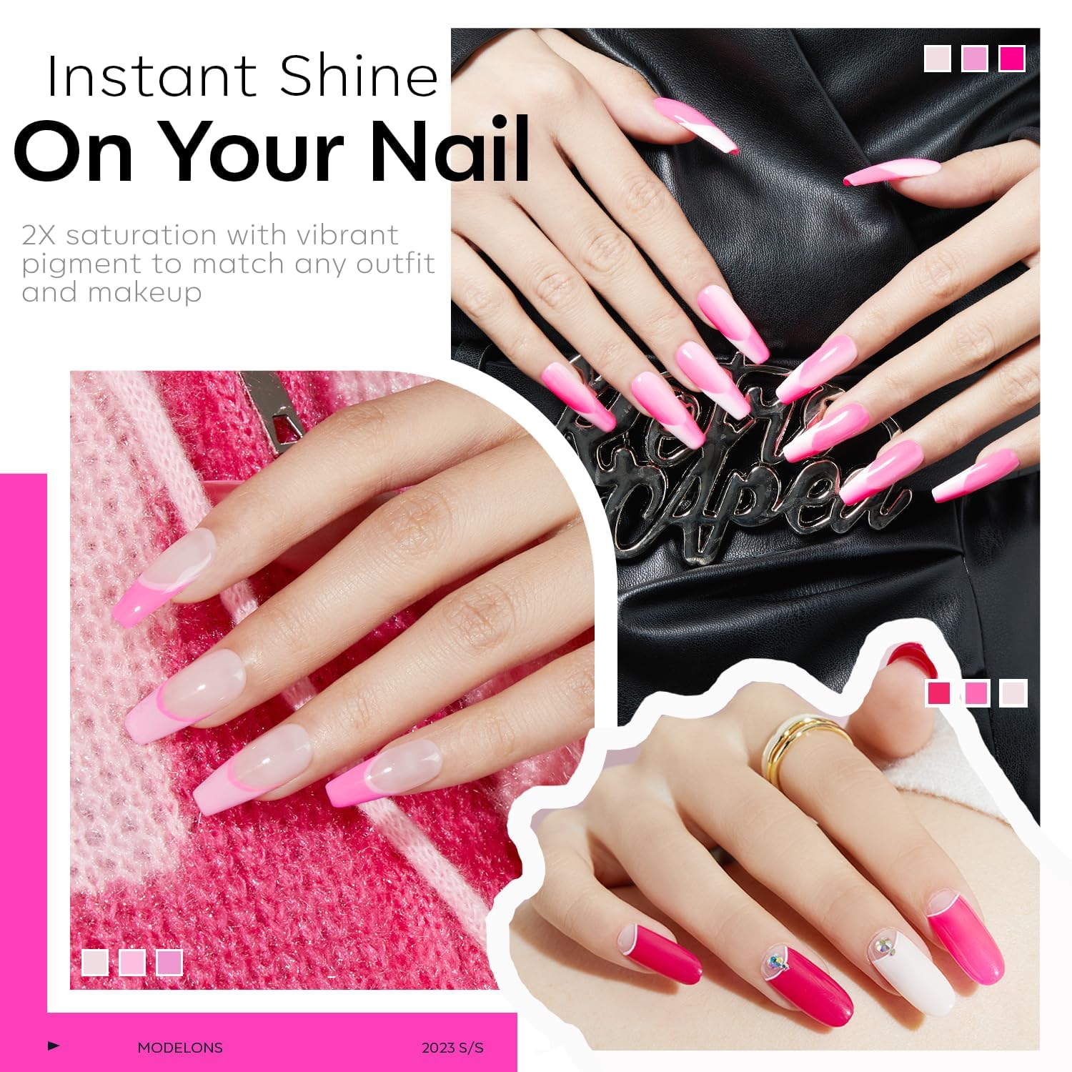 Modelones Smalto Semipermanente Unghie 32PCS, Kit Semipermanente Unghie 28 Colori con Base e 3 Opaco&Glitter&Lucidi Top Coat Semipermanente Smalti per Unghie in Gel Gelatina Bianco Rosa