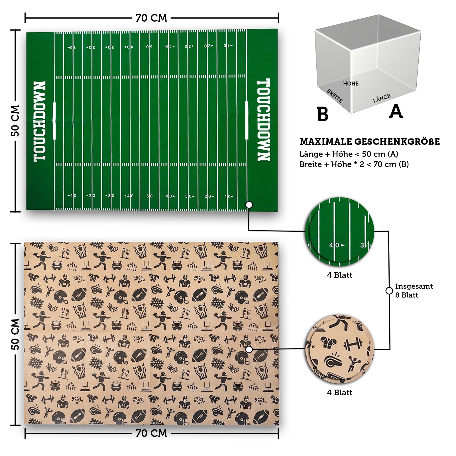 American Football Snack- & Dipschalen / Schüsseln (3 Stück
