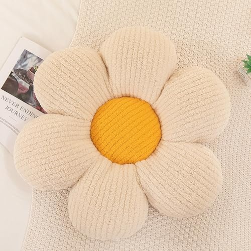 Miniatura 8 de Menoeceus Almohada de flores, almohada con forma de margarita, almohada de piso de felpa con flores, bonita almohada decorativa para el suelo, cojín