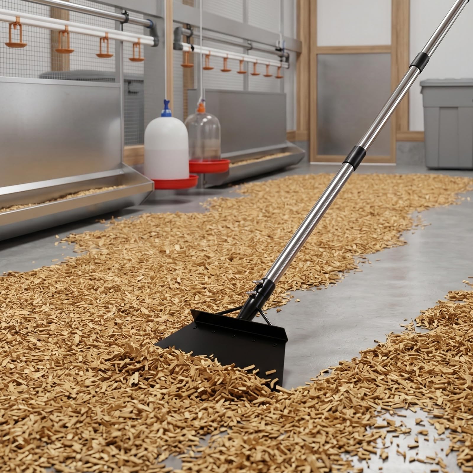 Lurrose Pala de Limpieza para Exteriores: Recogedor de estiércol de gallina - Mango Largo de 165 cm (65") Herramientas de Limpieza para gallineros - Recogedor de Arena para Gatos - Pala para