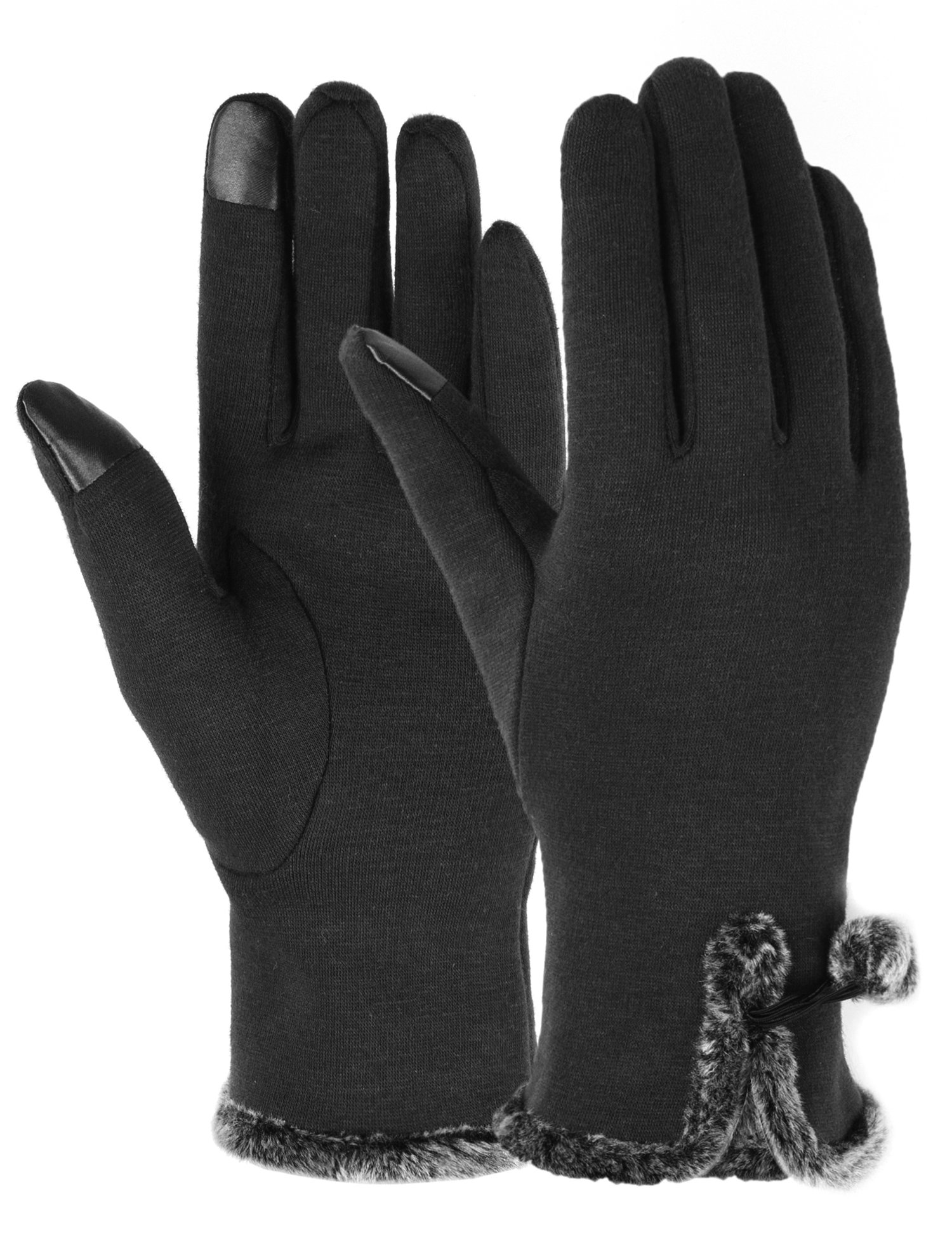 OTIOTI 1 Pair Womens Gloves Winter Touch Screen Texting Gloves for Women Fleece Lined Thick Warm Gloves, A-1pair(black), Medium