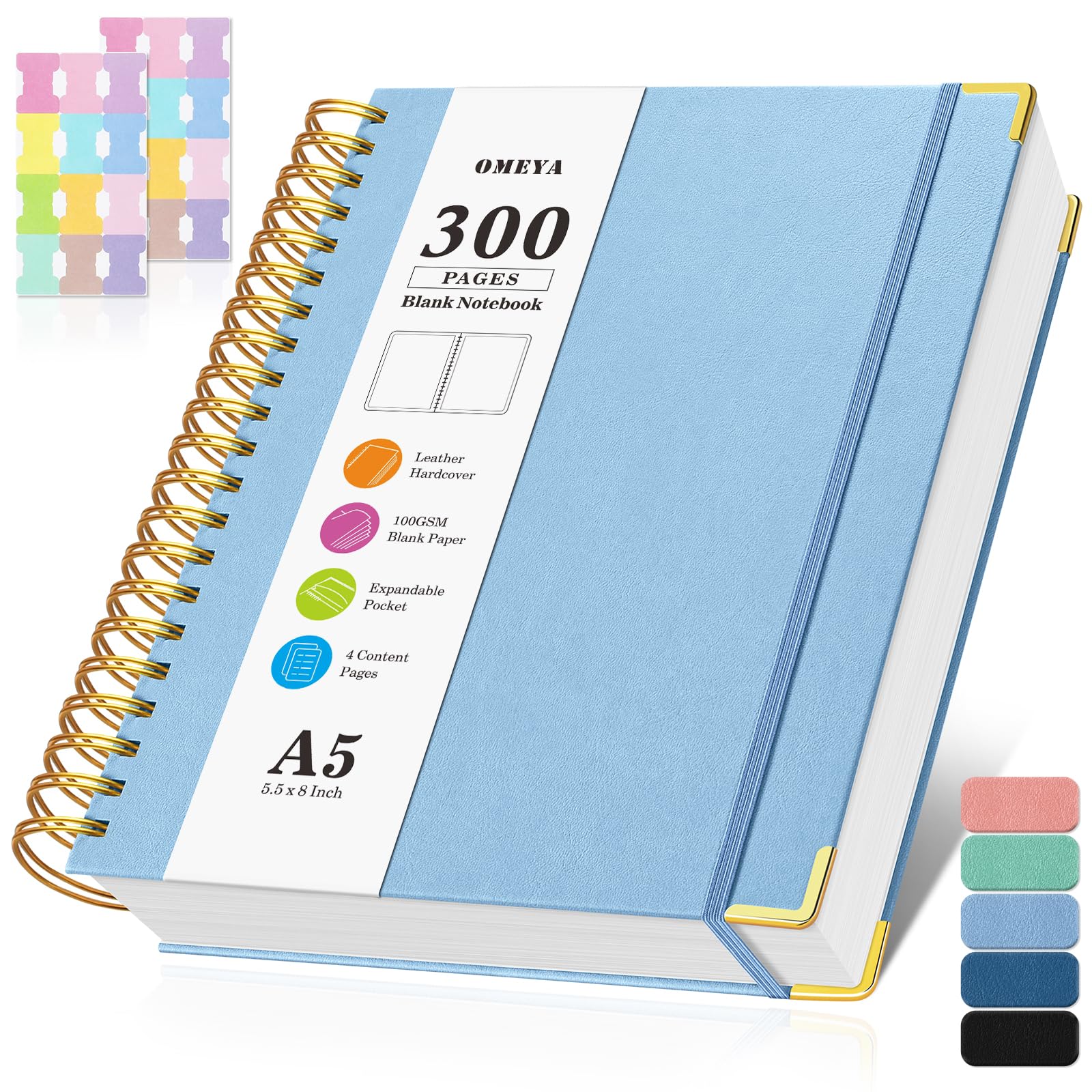 Blank Spiral Notebook: Leather Sketch Book, Unlined Notebook for Women Men