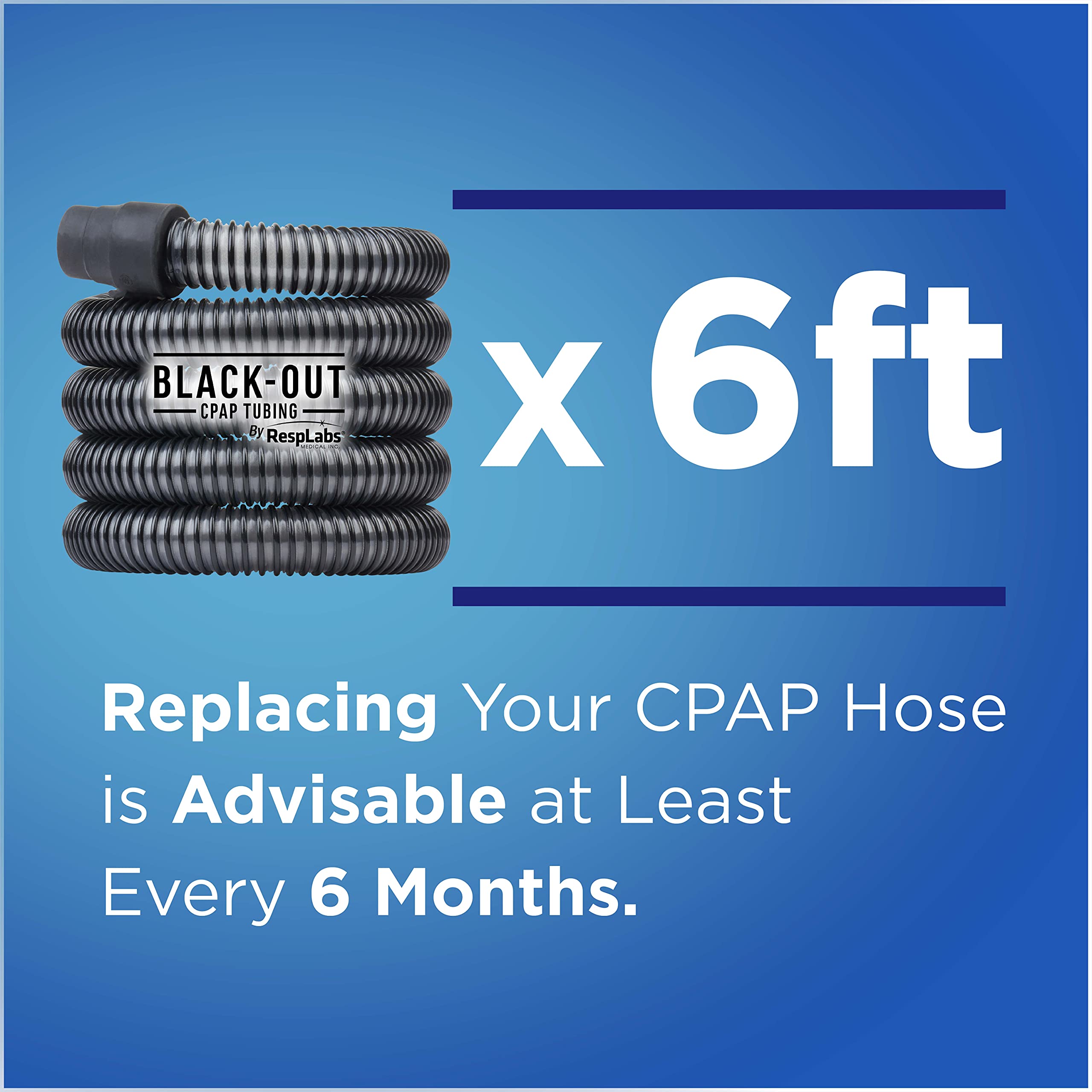 RespLabs Medical CPAP Hose, 6 Foot BlackOut Tubing Durable