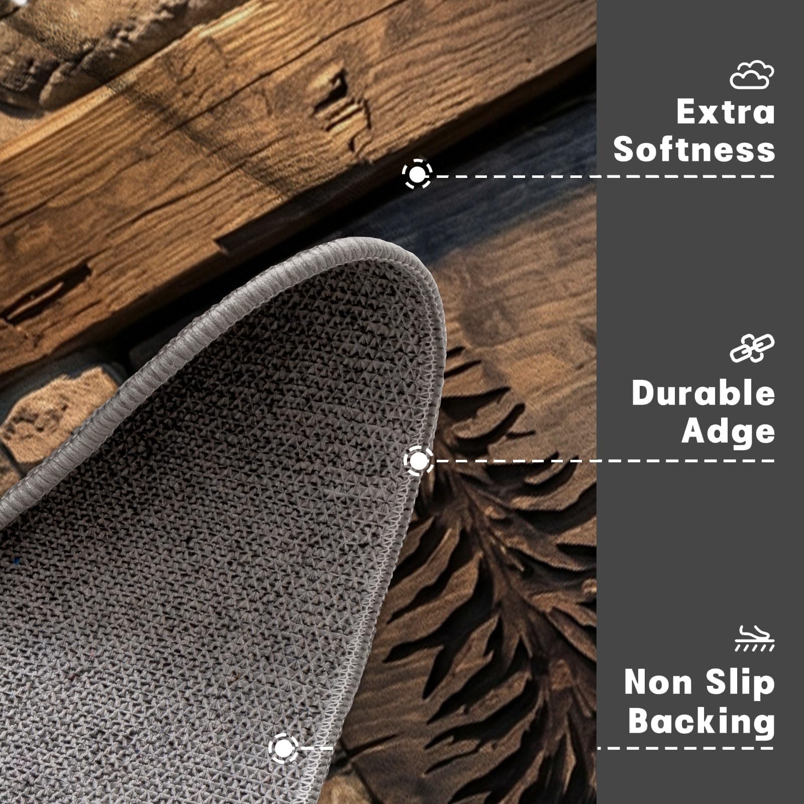 Felpudo Ultrafino Para Interiores, 80X120Cm, Talla De Madera De Oso Pardo Antiguo Alfombra Antideslizante Lavable Para Entrada, Animales Rurales Paredes Felpudo De Perfil Bajo, Atrapa Suciedad, Marrón
