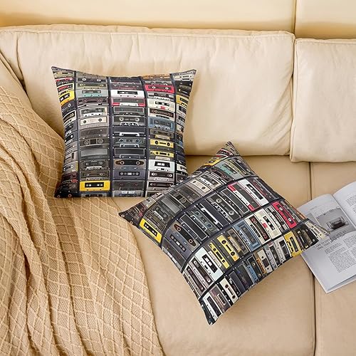 Miniatura 2 de Erosebridal Funda de cojín con diseño de radios vintage, con cinta de música retro, con cassette, reproducción de música, grabación, para niños,