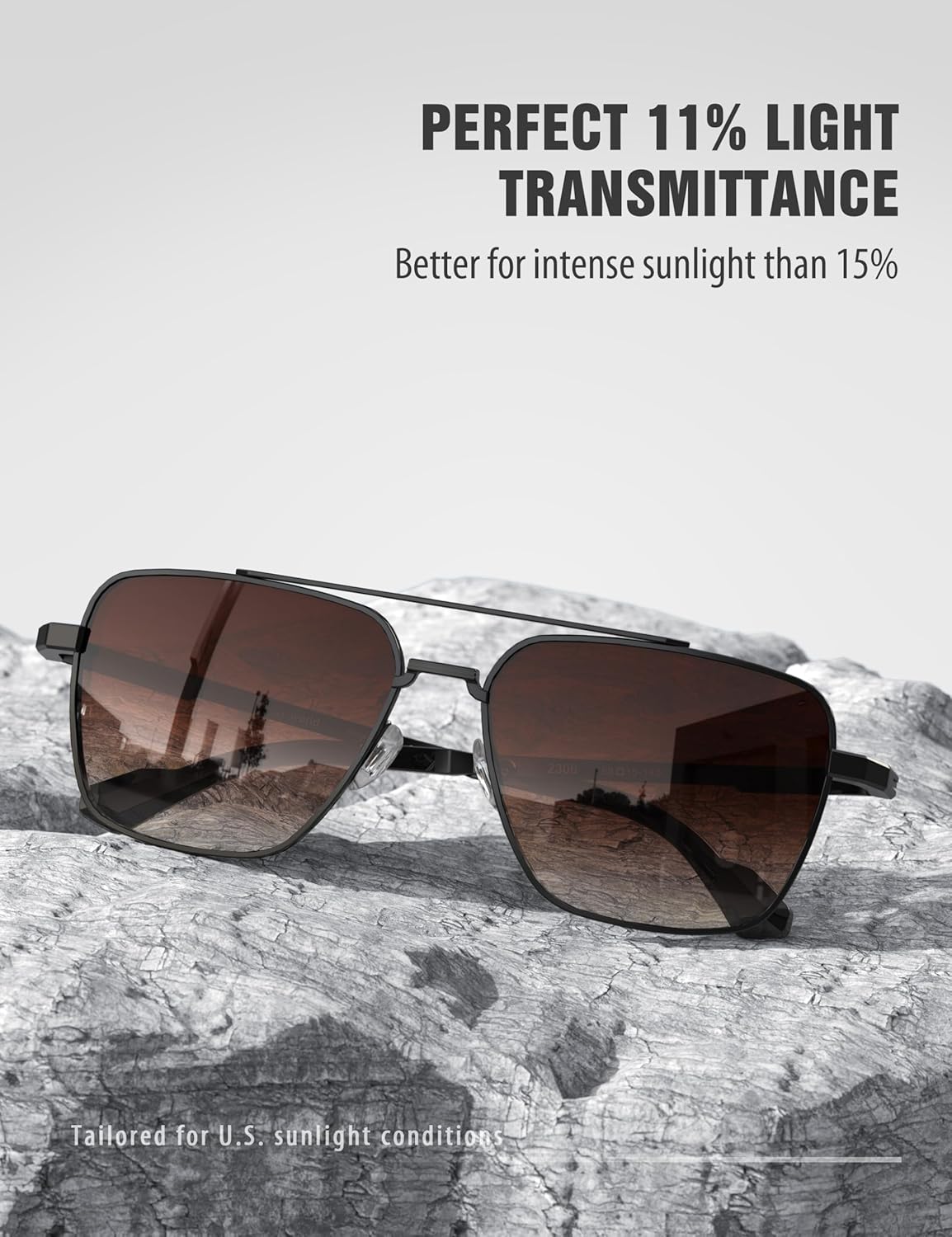 LUENX Mens Women Polarized Sunglasses Aviator, Square Polygon Lens Driving UV 400 Protection With Accessories 58mm Small - Image 3