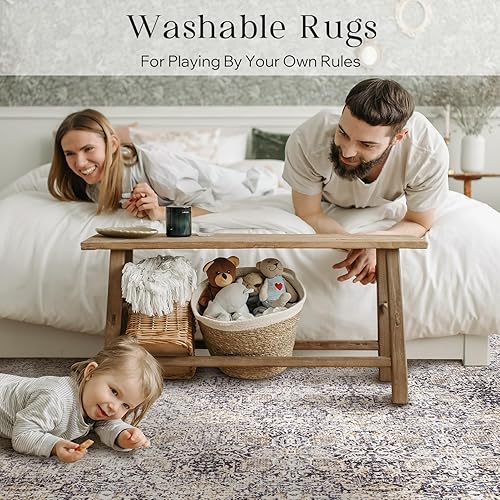 Miniatura 396 de Phantoscope Vintage Collection - Alfombra de área de 8 x 10 pies, alfombra grande para sala de estar, lavable, bohemio, antideslizante