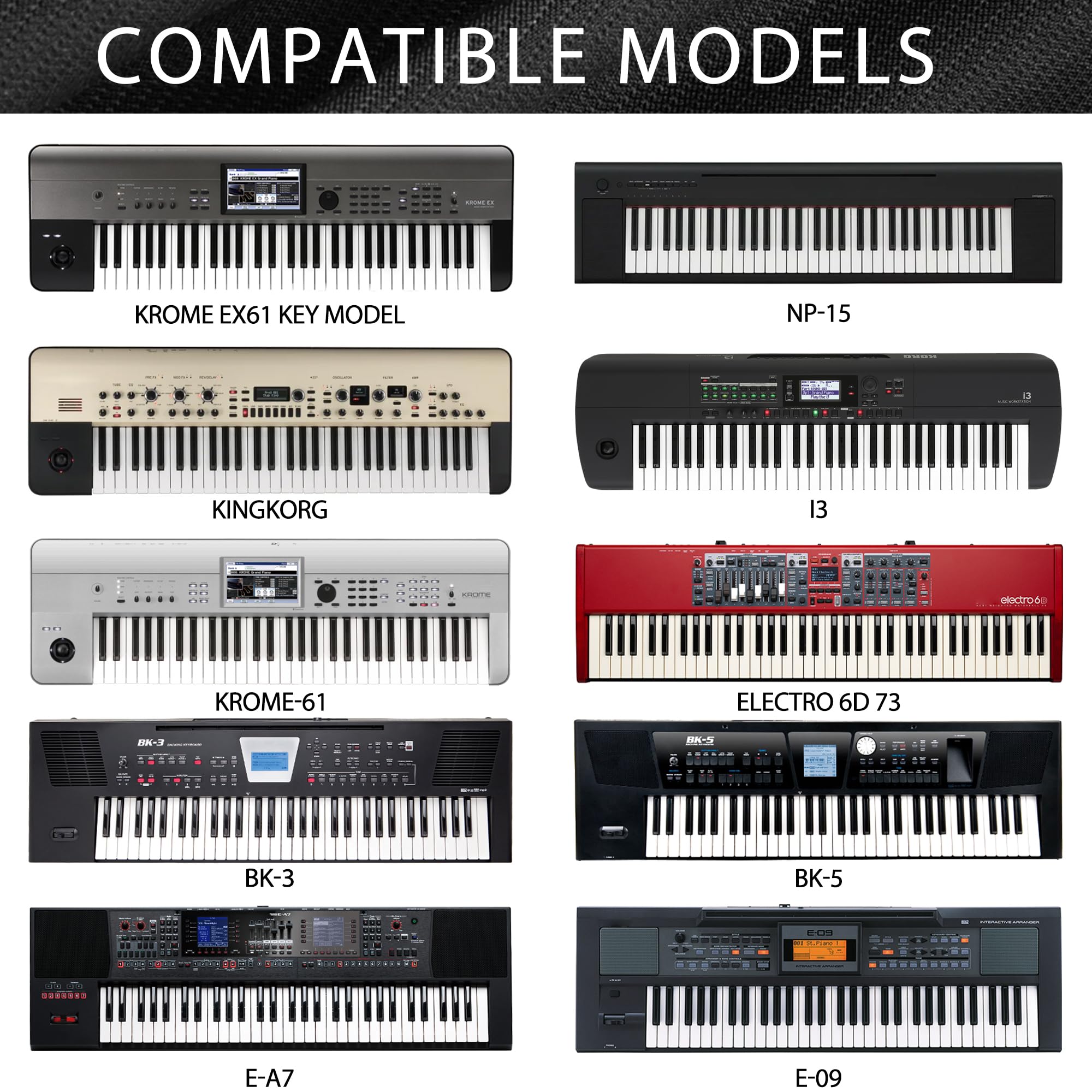 Housse De Protection Clavier Musiin Pour KORG KROME EX61 / KROME-61 / KingKORG - Élastique Résistante