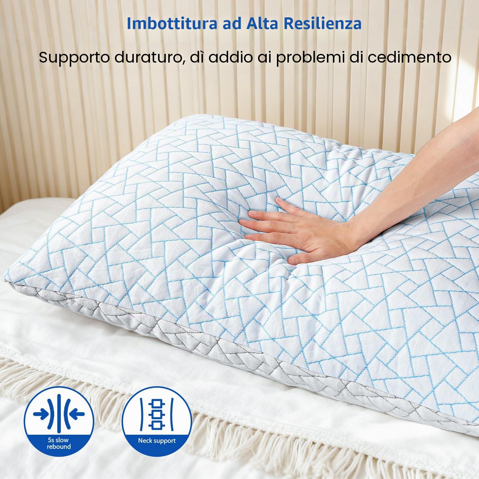 A-Pce Cuscini Altezza Regolabile Cuscino 76x51 cm (Set di 2), Imbottitura in Microfibra King Size Cuscino Memory Foam, Federa Rimovibileper, per Tutti i Dormienti