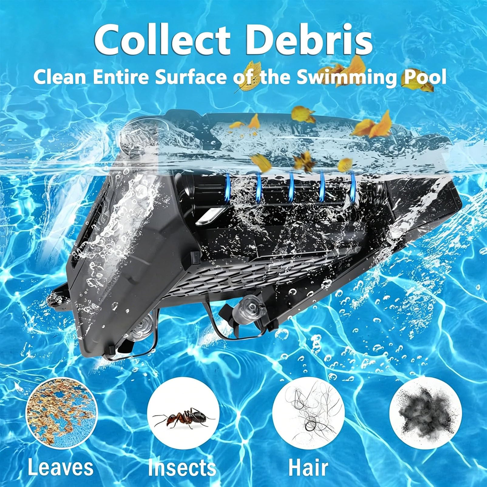 Pulitore solare per piscine fuori terra e interrate, pulizia automatizzata efficiente, facile da usare, design ecologico, ideale per uso residenziale e commerciale
