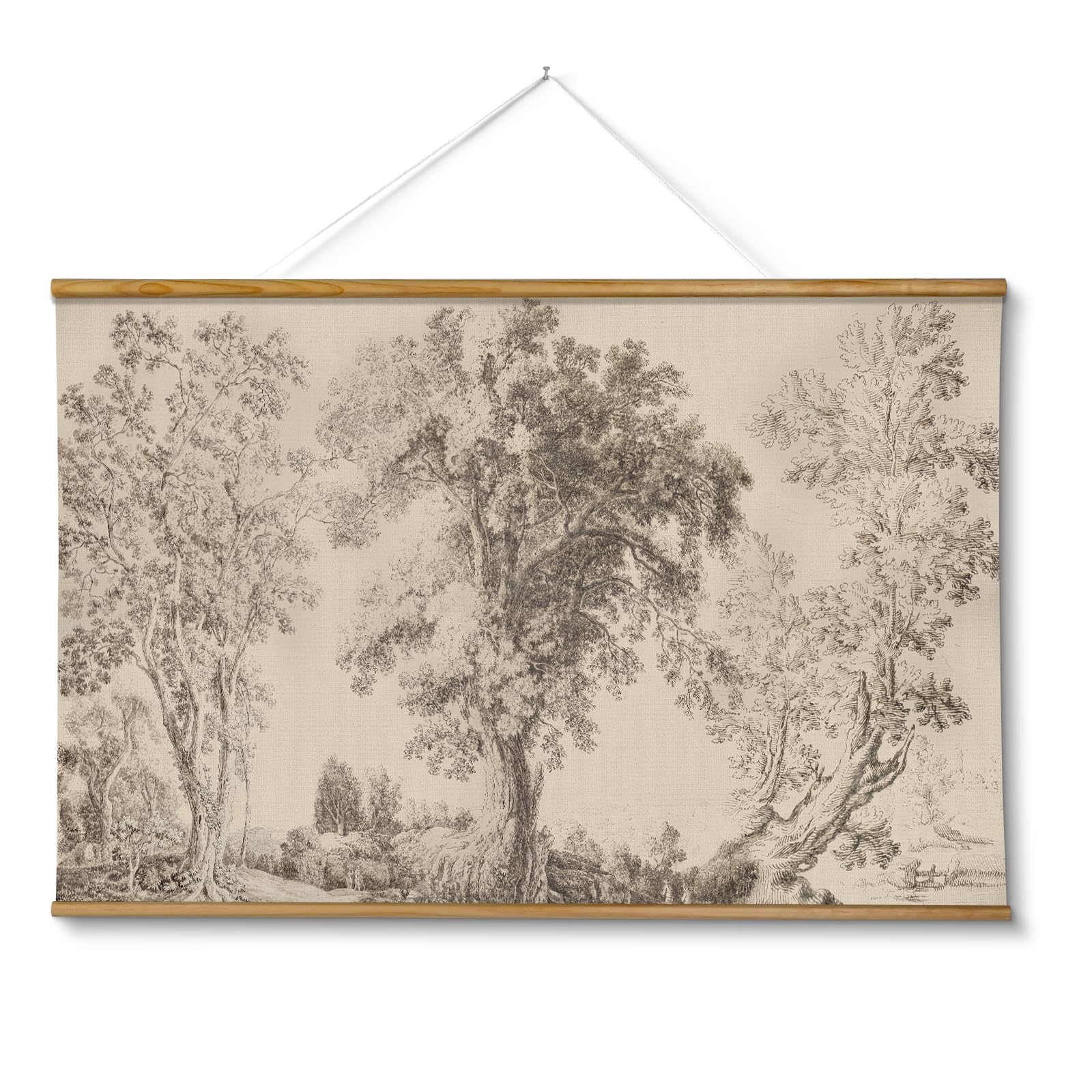 Oversized Vintage Tree Landscape Canvas Wall Art