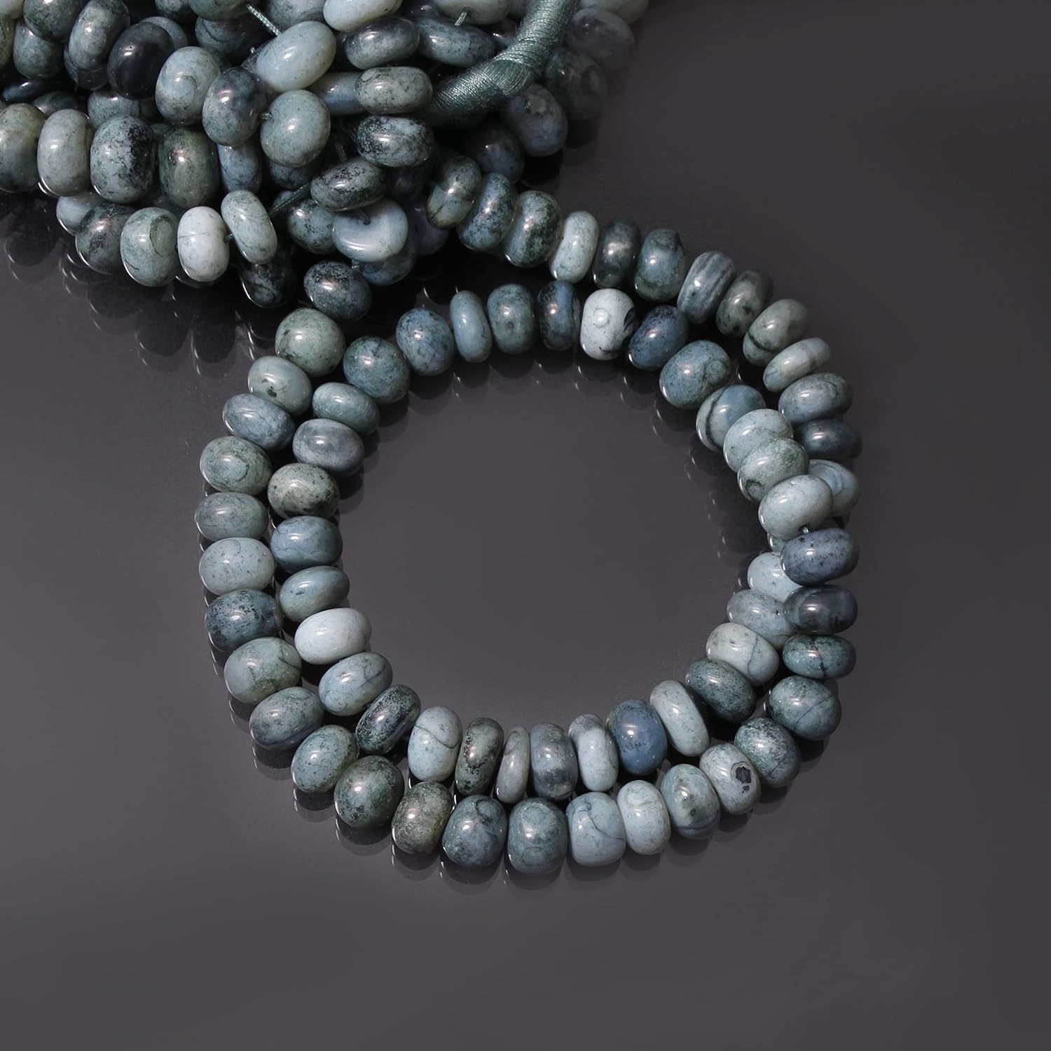 Grey Opal Rondelle Shape Beads, Smooth Rondelle Briolette 9-10 mm, Opal Strand 16 Inches by Gems Valley (AMB-5418)