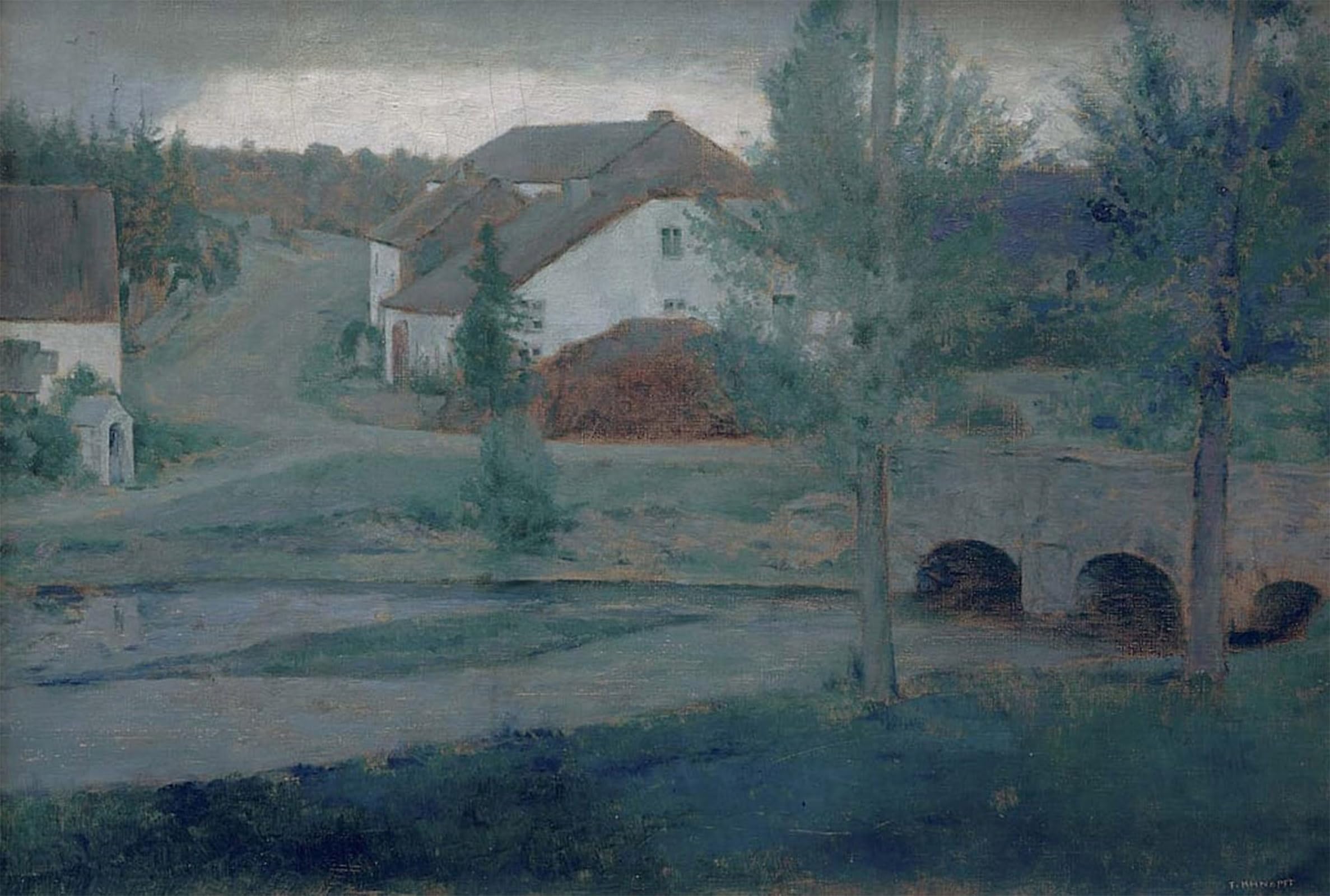 SERENDIPITP Vintage Wall Art Canvas Nordic Poster Canvas Print Picture the Entrance to the Village by Fernand Khnopff Wall Art Poster for Home Decor 60x90cm