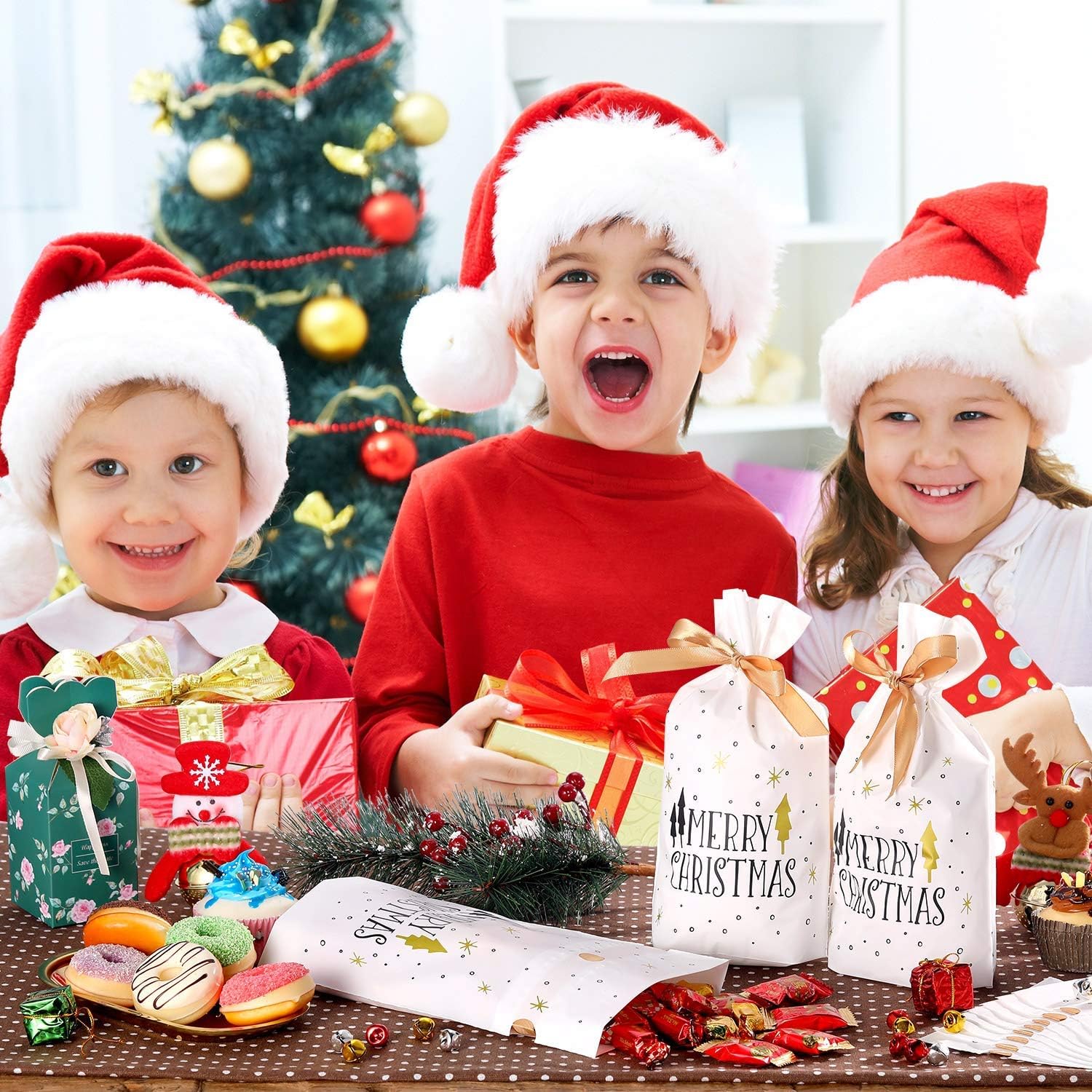 Up To 40% OFF 50 Pcs Christmas Candy Bags - Drawstring Gift Plastic Bags, Christmas Treat Bag, Christmas Party Bags for Kids Best Deal 🛒 50 Pcs Christmas Candy Bags - Drawstring Gift Plastic Bags, Christmas Treat Bag, Christmas Party Bags for Kids