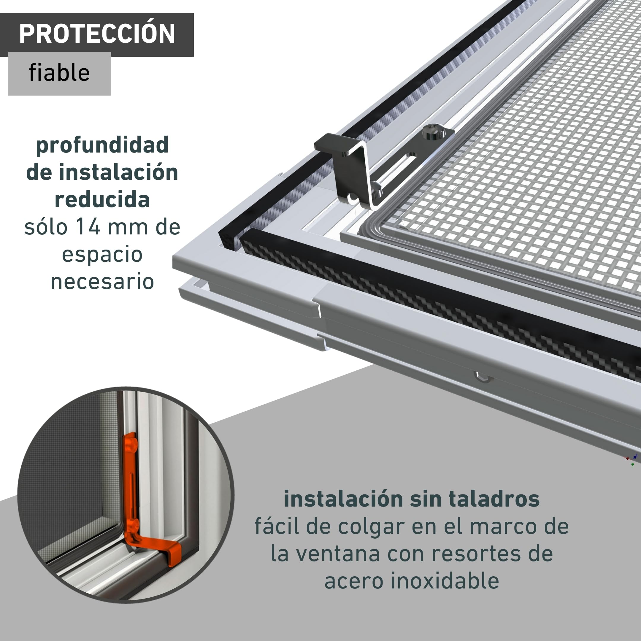 Windhager Mosquitera y Marco de protección Solar, Reduce la luz Solar, mosquitera, Marco de Aluminio para Ventanas, Kit de Montaje 140 x 150 cm, Color Blanco, 03286