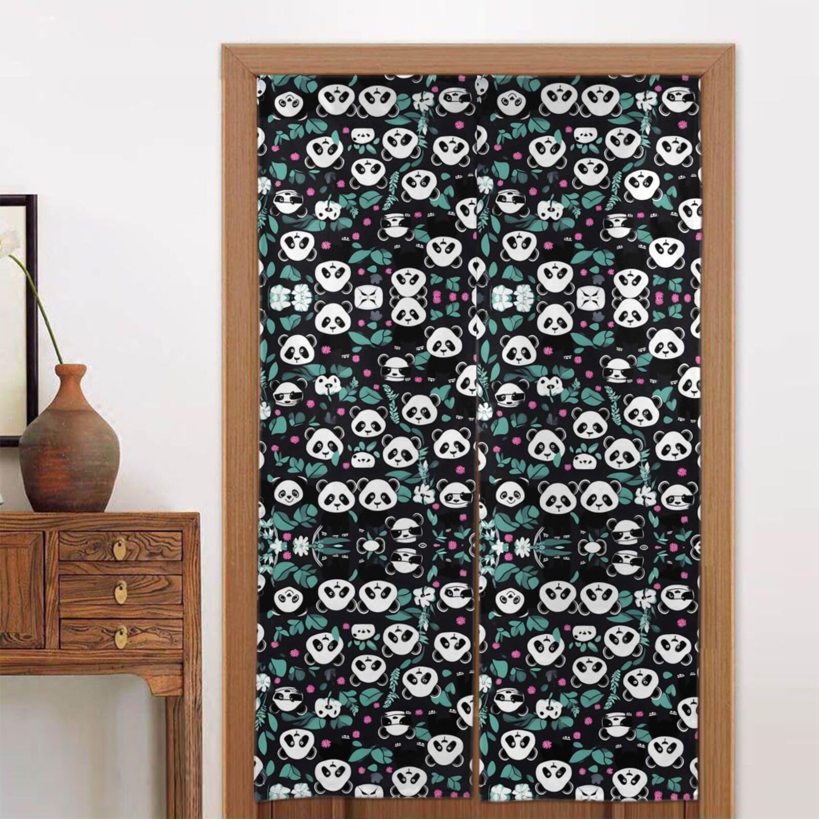 CNTDBU Panda cute face Door Curtain 34x56 Inch-Room Divider Panel for Privacy, Entryway Screen for Kitchen Bedroom