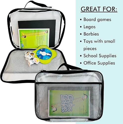 Miniatura 3 de 4 bolsas de almacenamiento de malla grande para juegos de mesa, rompecabezas, juguetes, suministros, bolsas con cremallera para organización