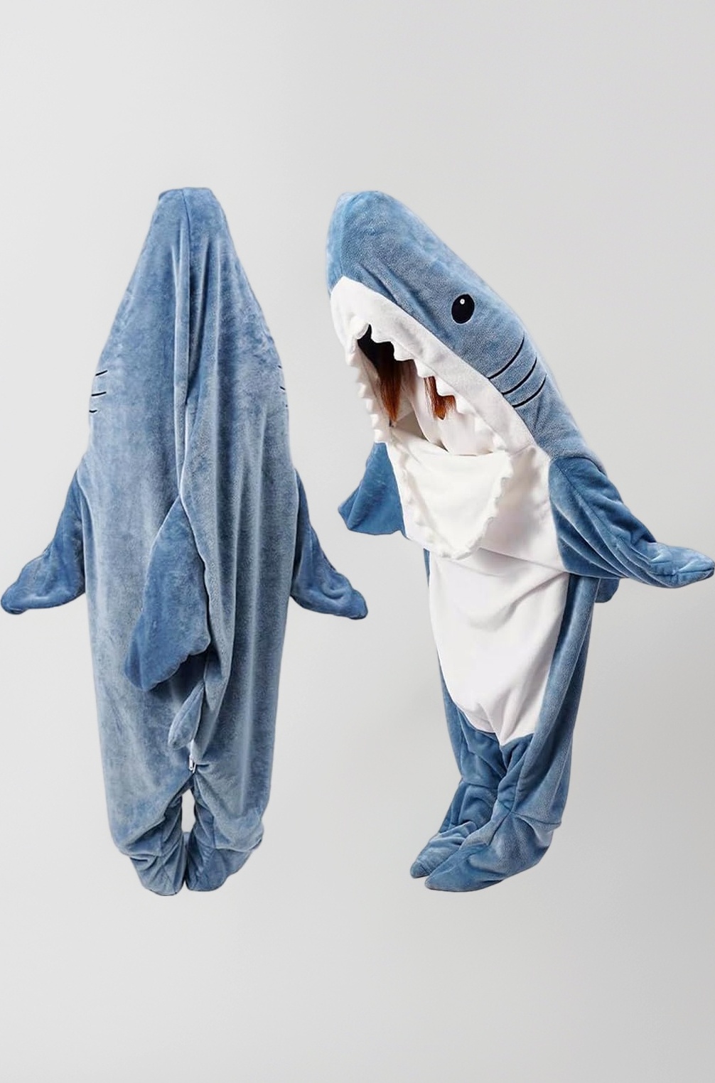 Shark Pajama For Men Women Cute Shark Blanket Flannel Warm Wearable Blanket Plush Soft Hoodie Pajama Onesie Party Cosplay Halloween Costume - (Xl,Suit For 168-180Cm Height,55-70 Kg),blue