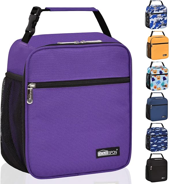 HOMESPON Insulated Lunch Bag for Men Women Adults for Work, Kids Boys Girls Teens School Lunch Box with Bottle Holder (Purple)