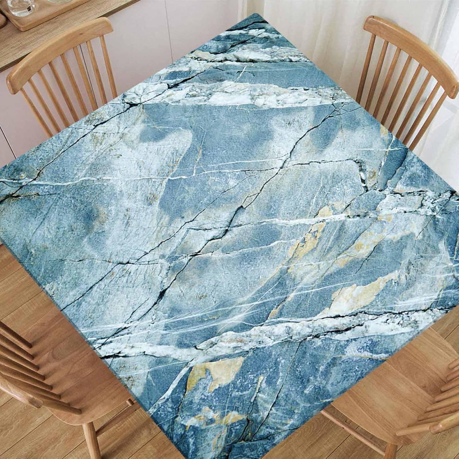 Marble Fitted Tablecloth Square Table Cloth Cover Grey Stone Texture Tablecloths Elastic Edge Covers Washable for Kitchen Dining Home Patio Picnic, Fit for 54x54 Tables, Style 4
