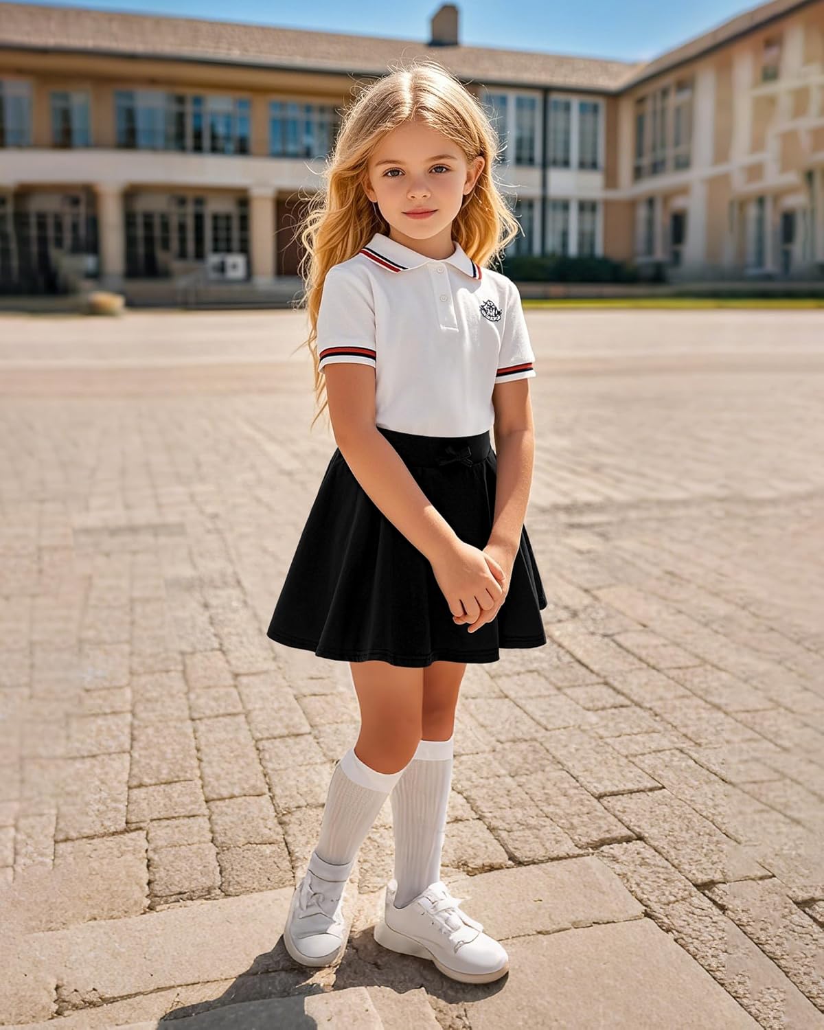 BOOPH Girls Skirts Kids Casual Mini Skorts Toddler Athletic Uniform Skirts with Pockets Black 7-8 Years - Image 7