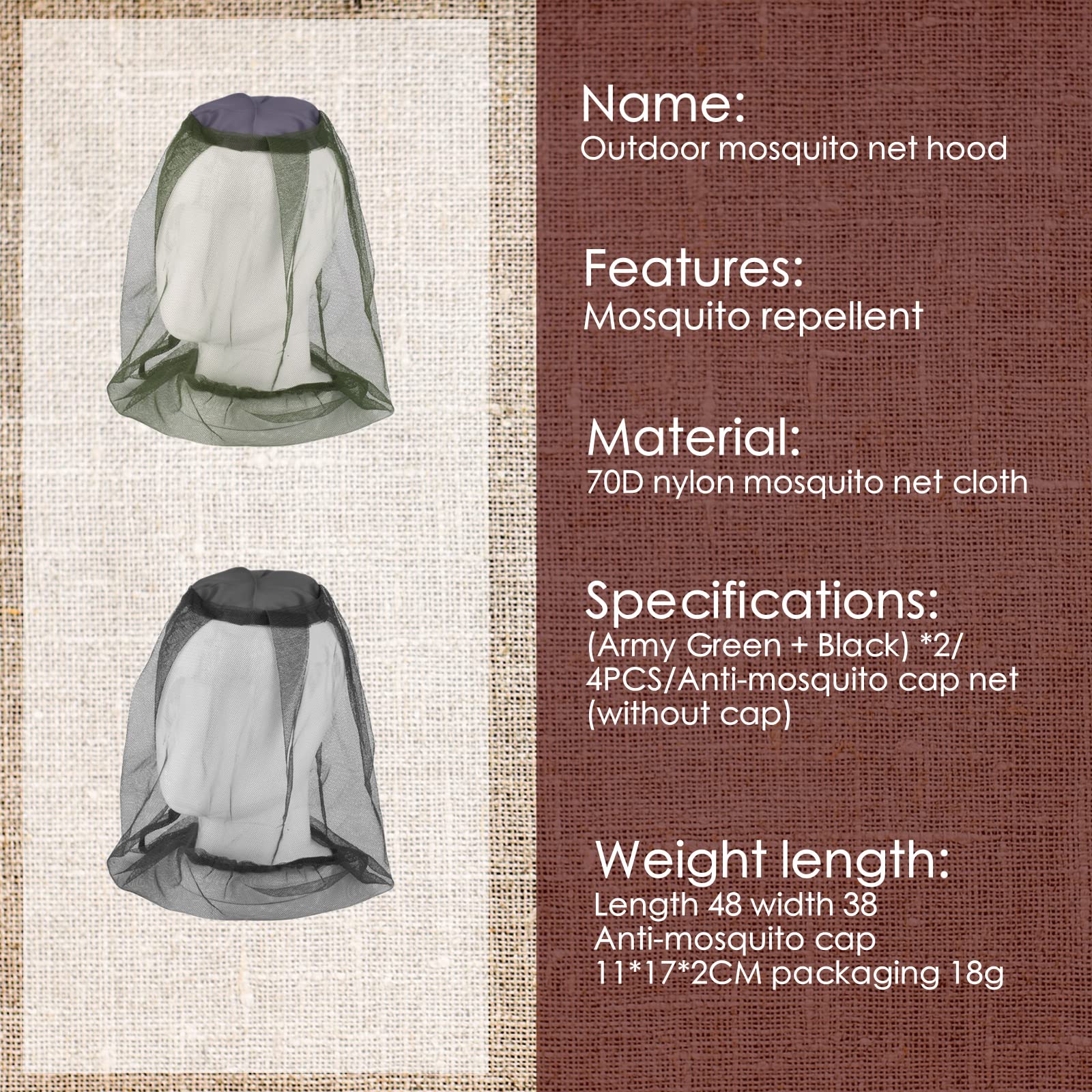 2 Filets Anti-Moustiques Pour Tête - Protection Ultralégère Contre Insectes