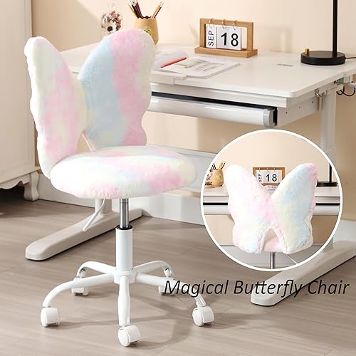 Vista 4 de Sillas de escritorio con diseño de mariposa para niños, sillas de estudio para niñas estudiantes, sillas ajustables para computadora, silla