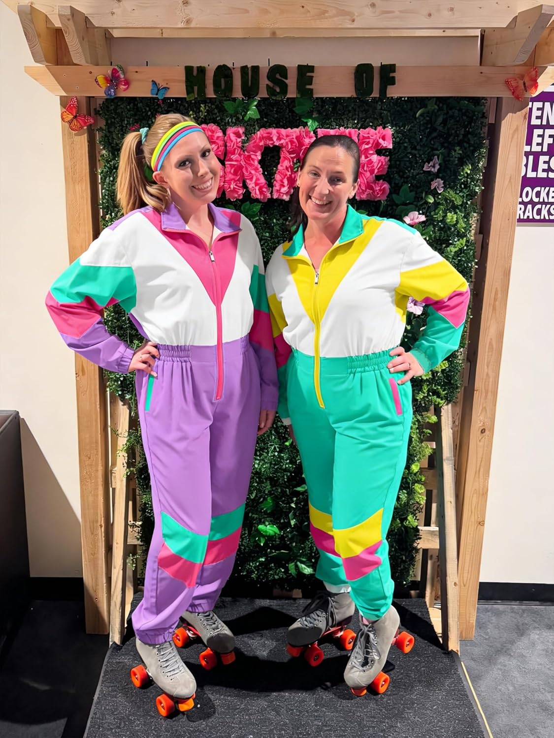 UOUA 80s Outfit for Women 90s Costume Jumpsuits Long Sleeves Windbreaker One Piece Party Tracksuit - Image 2