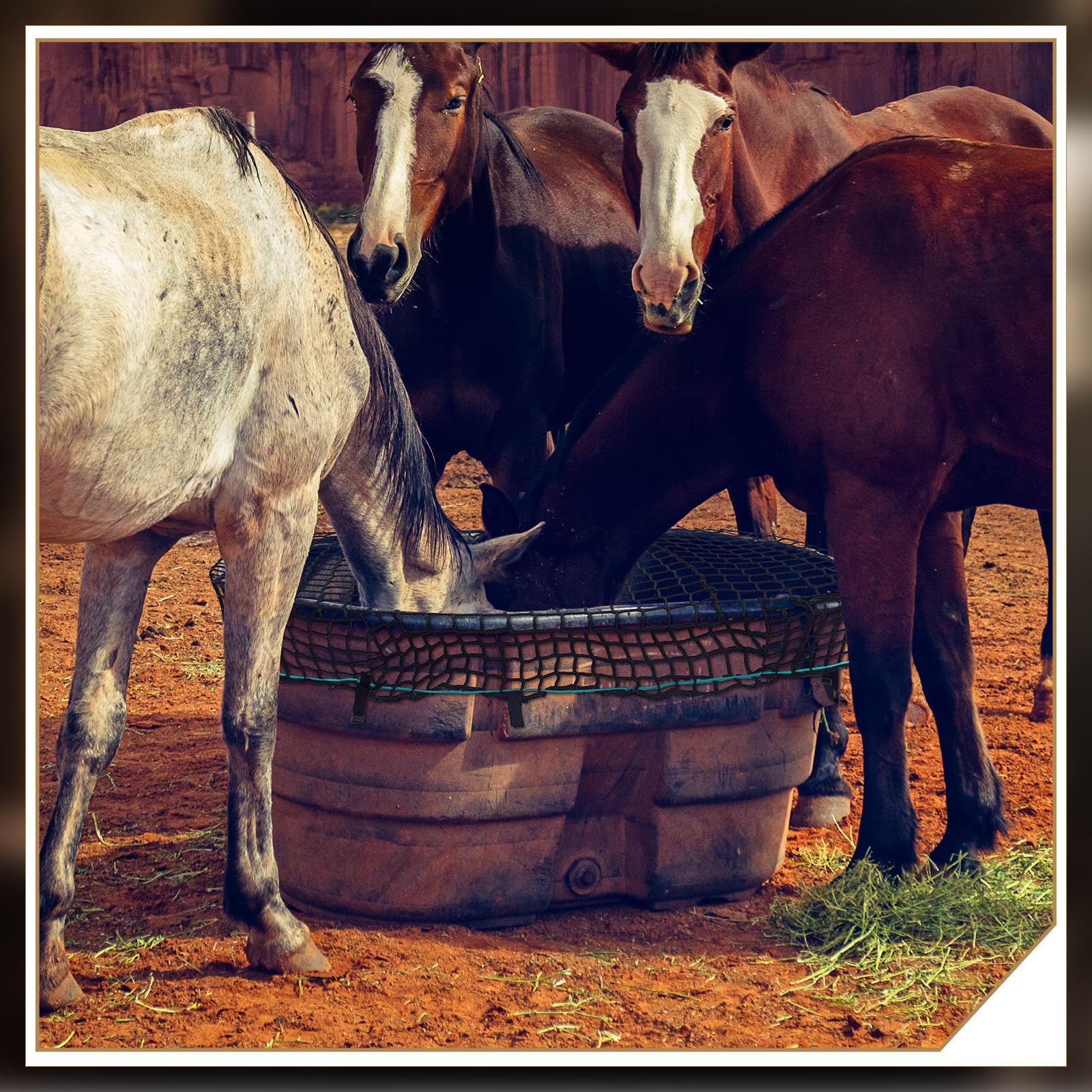 2 piezas de red de heno de alimentación lenta para tanques de 1-4/7 pulgadas, comedero de heno con hebilla, bolsas de heno grandes ajustables para caballos y cabras (tanque de stock no