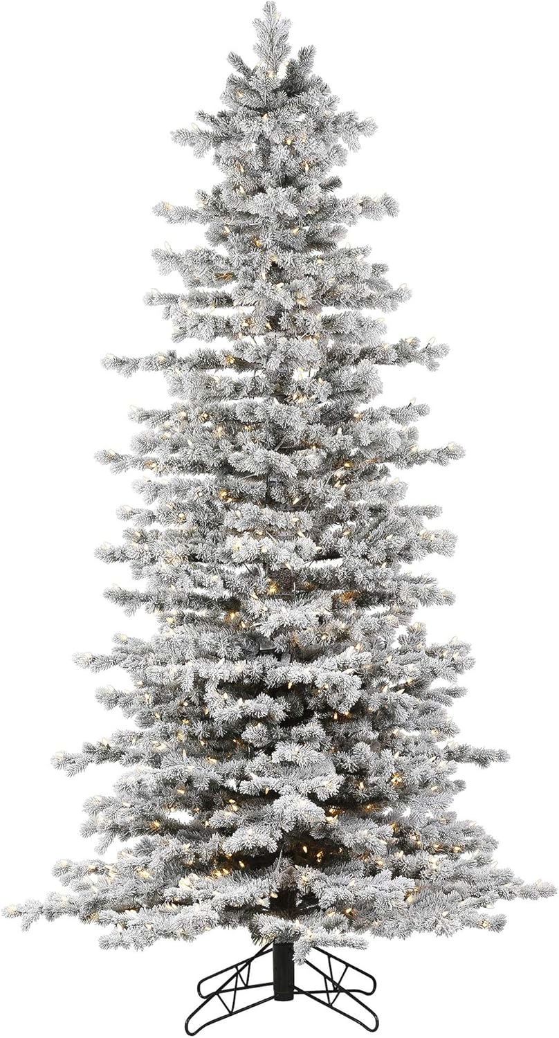 Vickerman 14' x 74" Flocked Tilden Spruce Artificial Christmas Tree, Warm White LED