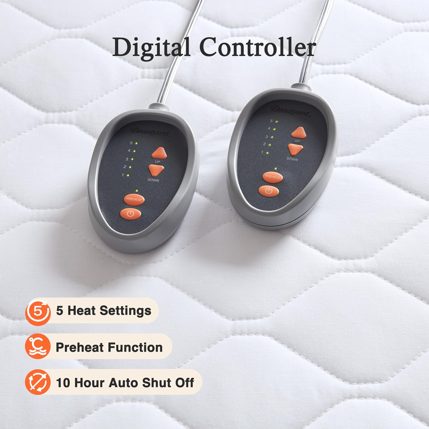 Two digital controllers for the Beautyrest Heated Mattress Pad