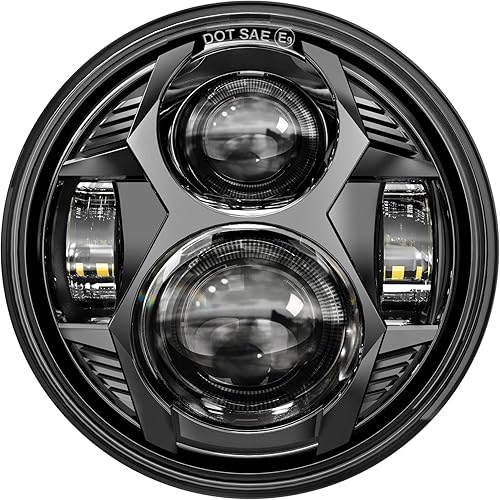 Faro delantero LED redondo de 5.75 pulgadas, 51 W, 5-3/4 pulgadas, compatible con Harley Dyna Sportster Iron 883 Street Rod Street Bob Softail Deuce