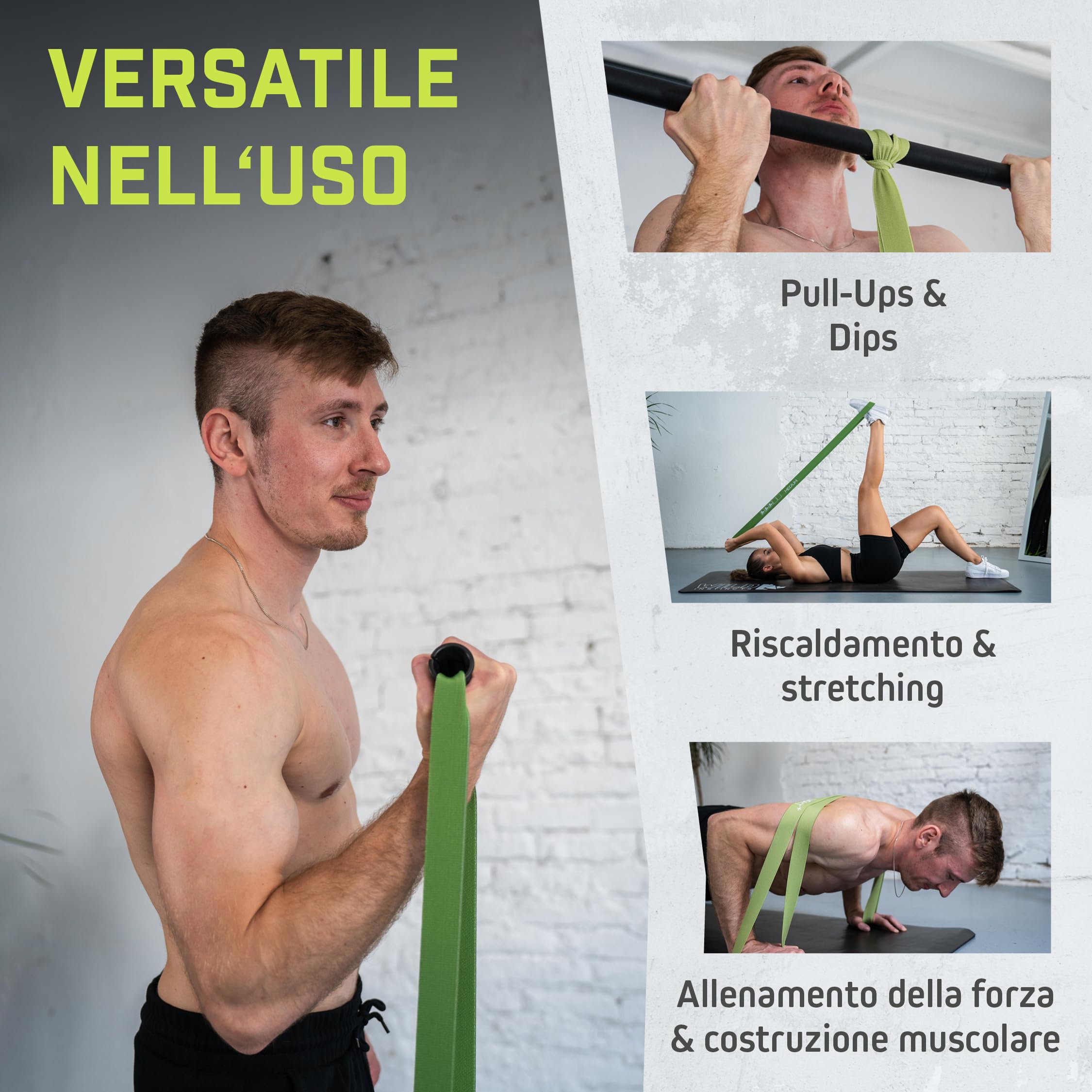 Wild Instincts Fasce per fitness in tessuto/fasce di resistenza lunghe/fascia da ginnastica in tessuto/fascia da fitness, fasce lunghe per allenamento