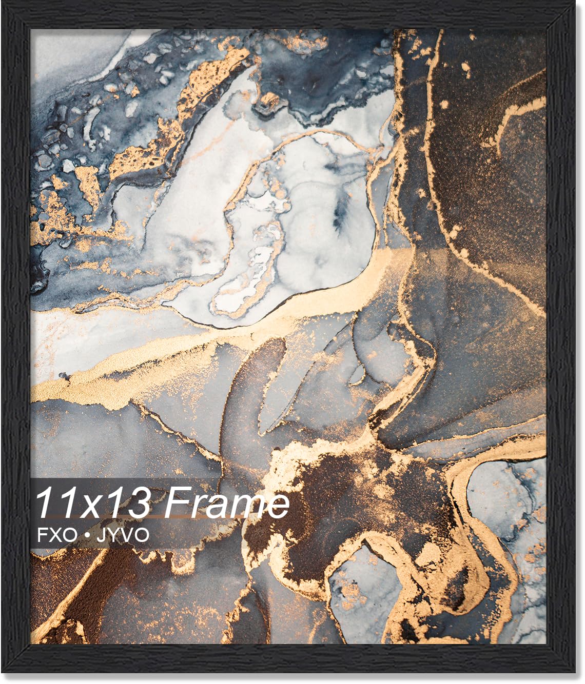 Photo 1 of Fxojyvo Engineered Wood 11x13 Picture Frame, Black Frame for 11 x 13 Inch Picture Poster Photo, Light Weight 11 by 13 Frame with Wood-grain for Wall - 1 Pack/Black/11 x13