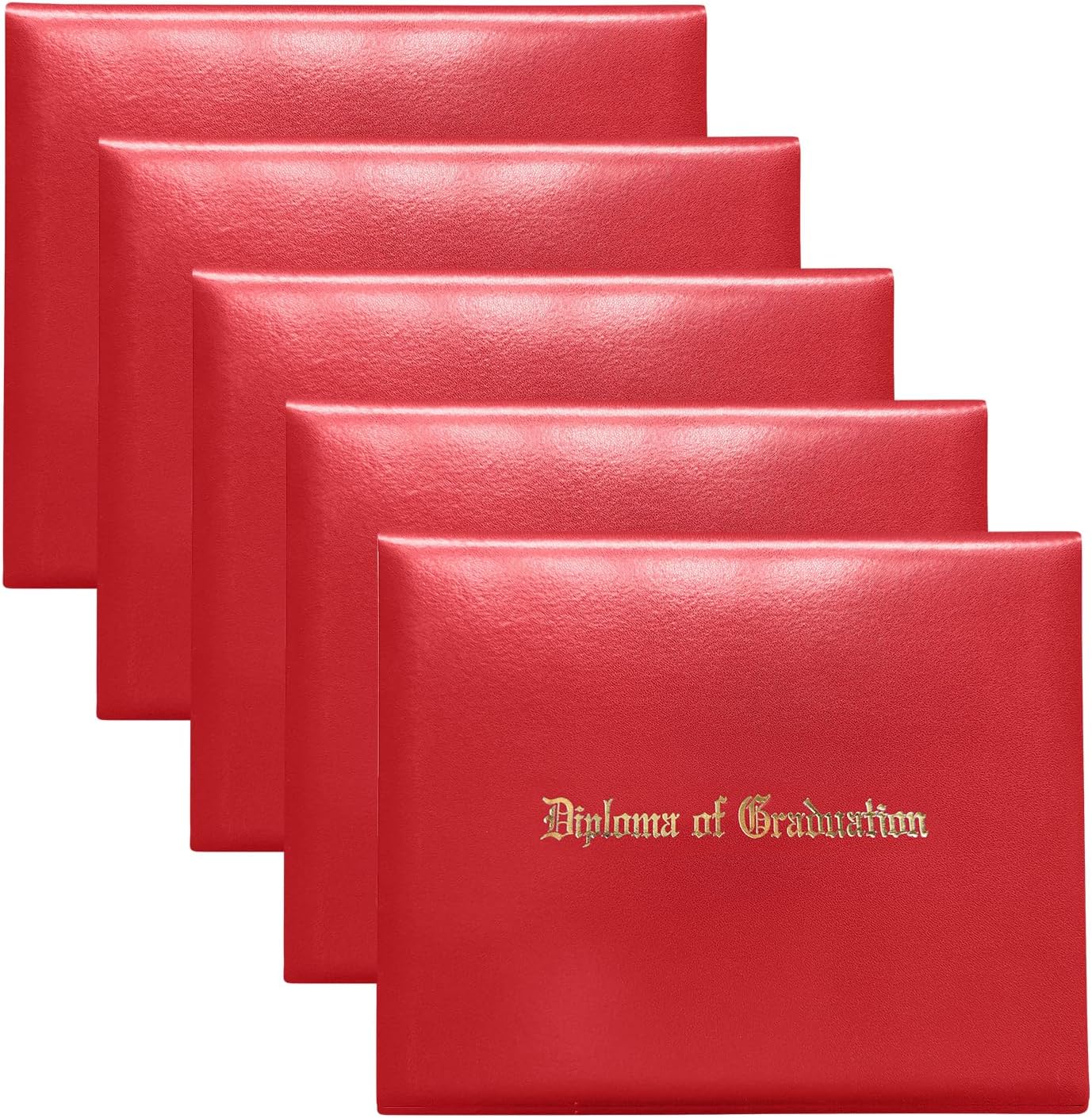 Happy Secret Imprinted Diploma Holder for 8.5"x11" Certificate - Graduation Cover with Smooth Leather, Red, 5 Packs