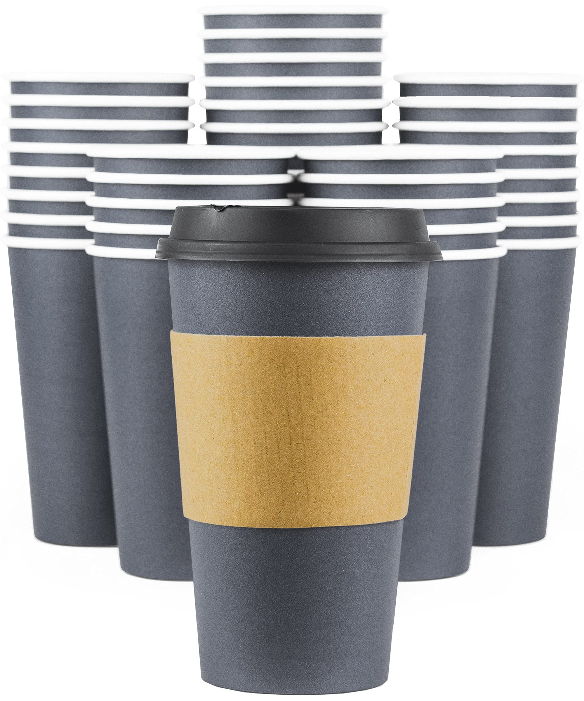 Buy Disposable Coffee Cups With Lids 16 oz To Go Coffee Cups (80 Set