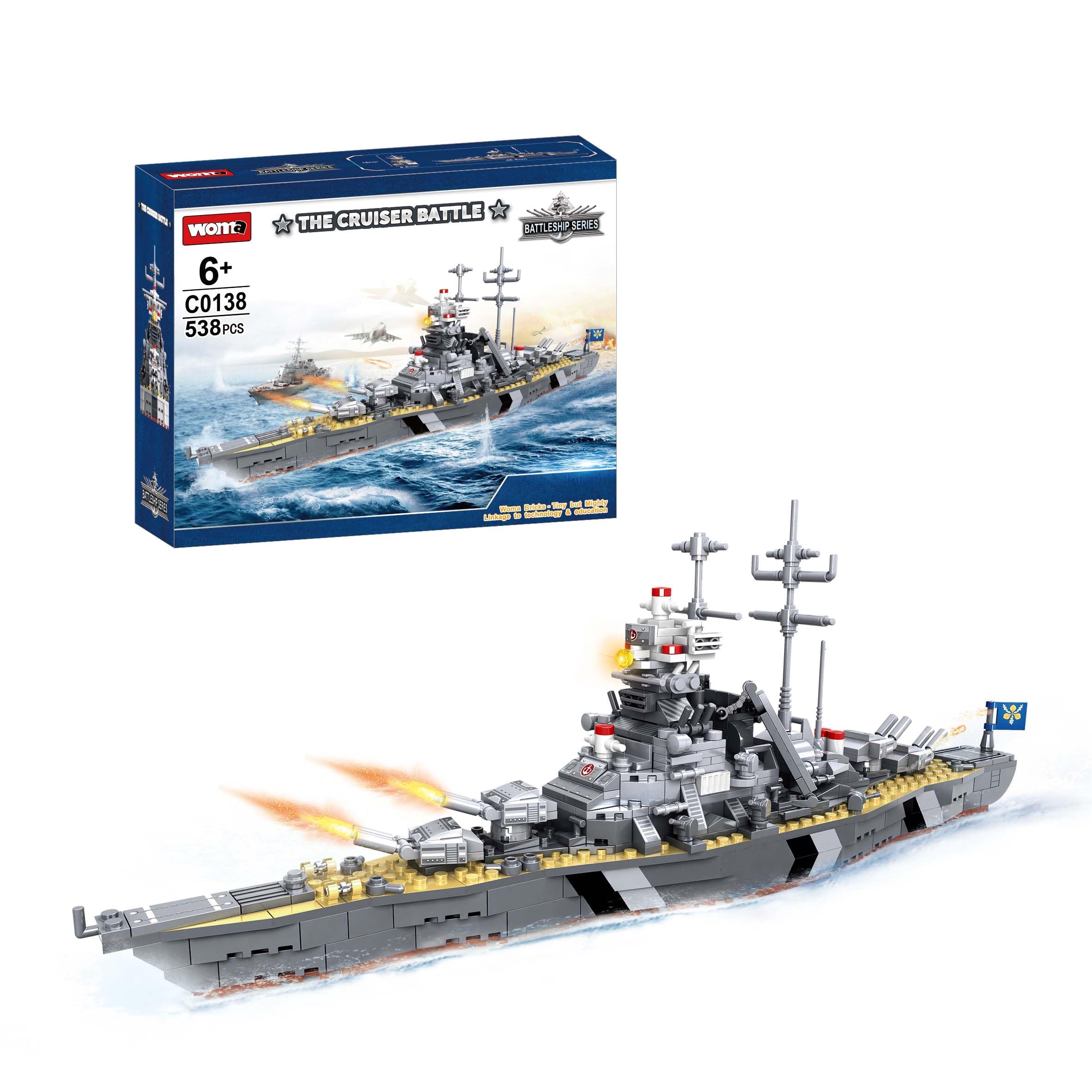 WOMA C0138 War Ship The Cruiser Battle Building Block Set of 538 pcs Kids Educational Construction Set