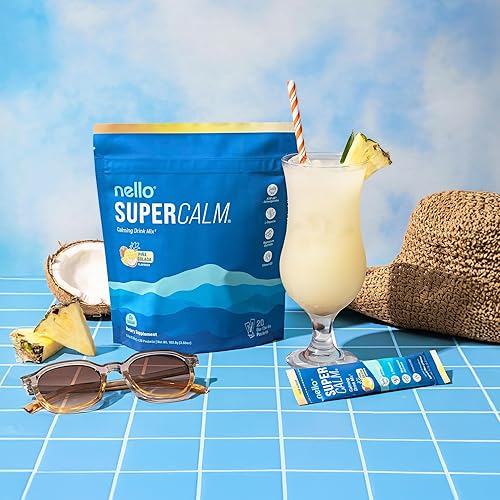 Miniatura 5 de Nello Supercalm - Mezcla de bebida Ashwagandha KSM 66, suplemento de glicinato de magnesio y L-teanina, extracto de raíz de ashwagandha, apoyo para