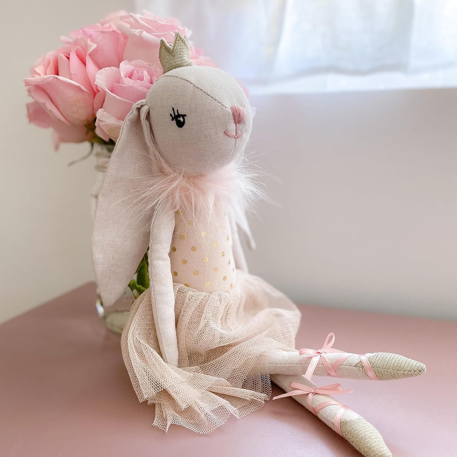 MON AMI Bijoux The Bunny Princess Ballerina 15-Inch Plush Doll for Girls | Soft Bunny Plush Toy with Tulle Skirt & Tiara | Elegant Playtime Companion | Charming Nursery Décor | Plush Gift for All Ages