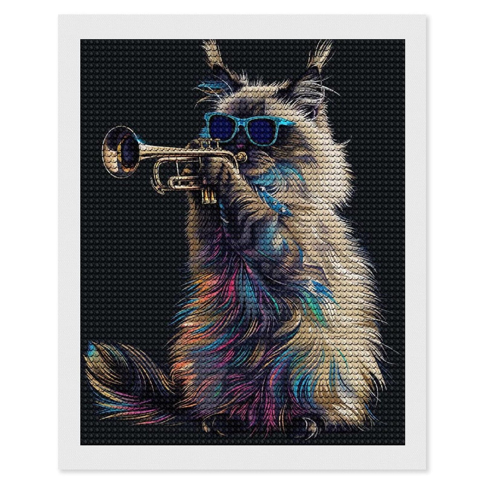 Junmoney Birman Trumpet DIY Diamond Art Canvas Kit 16"x20", Christmas Gift, for Family Craft Time, Leisure Activity, Home Wall Art