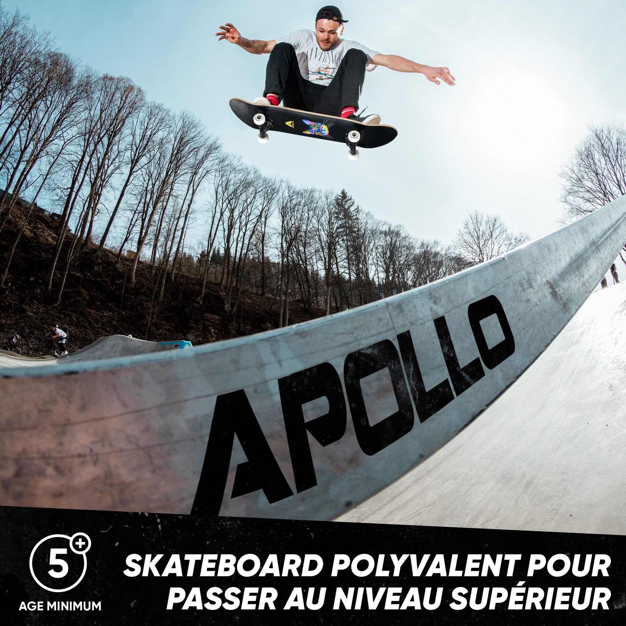 Apollo Skateboard pour enfants | Petite planche complète avec roulements à billes ABEC 3 et essieux