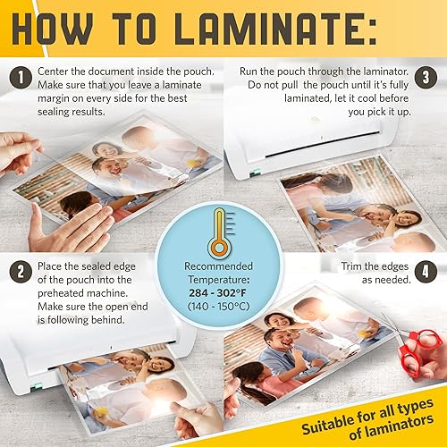Miniatura 7 de 50 Pack Thermal Laminating Pouches 9” x 14.5”, 3 Mil Thick, Suited for Legal Size Laminating Sheets 8.5 x 14