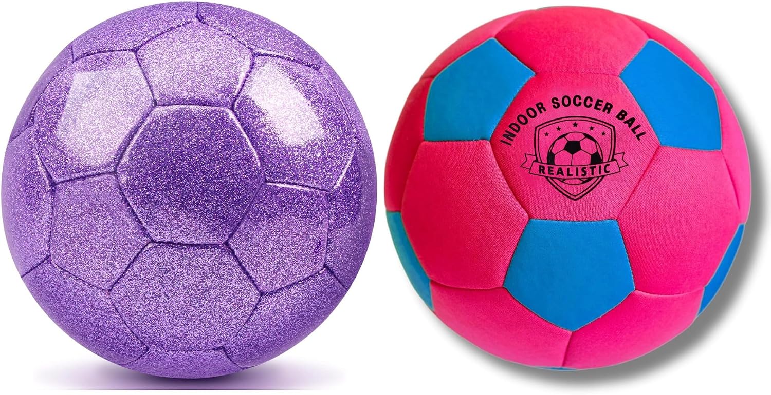 Outdoor Indoor Soccer Balls Size 4 Bundle for Kids 8-12 Girls Boys Soccer Skill Practices Inside House Backyard Outdoors Play Birthday Christmas Fun Soccer Gifts
