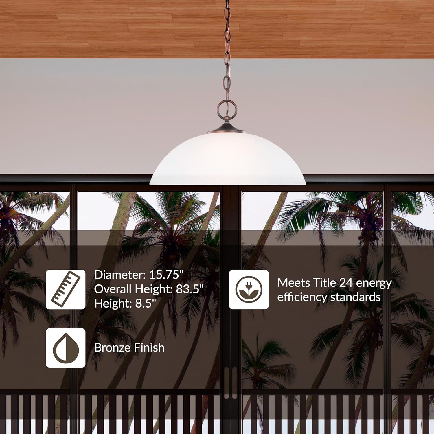 Generation Lighting 1-Light Geary Transitional Pendant Light Fixture Bronze 6516501-710, Modern Ceiling Light Fixture for Home Décor, A19 Bulb Candelabra for Foyer or Living Room Decor