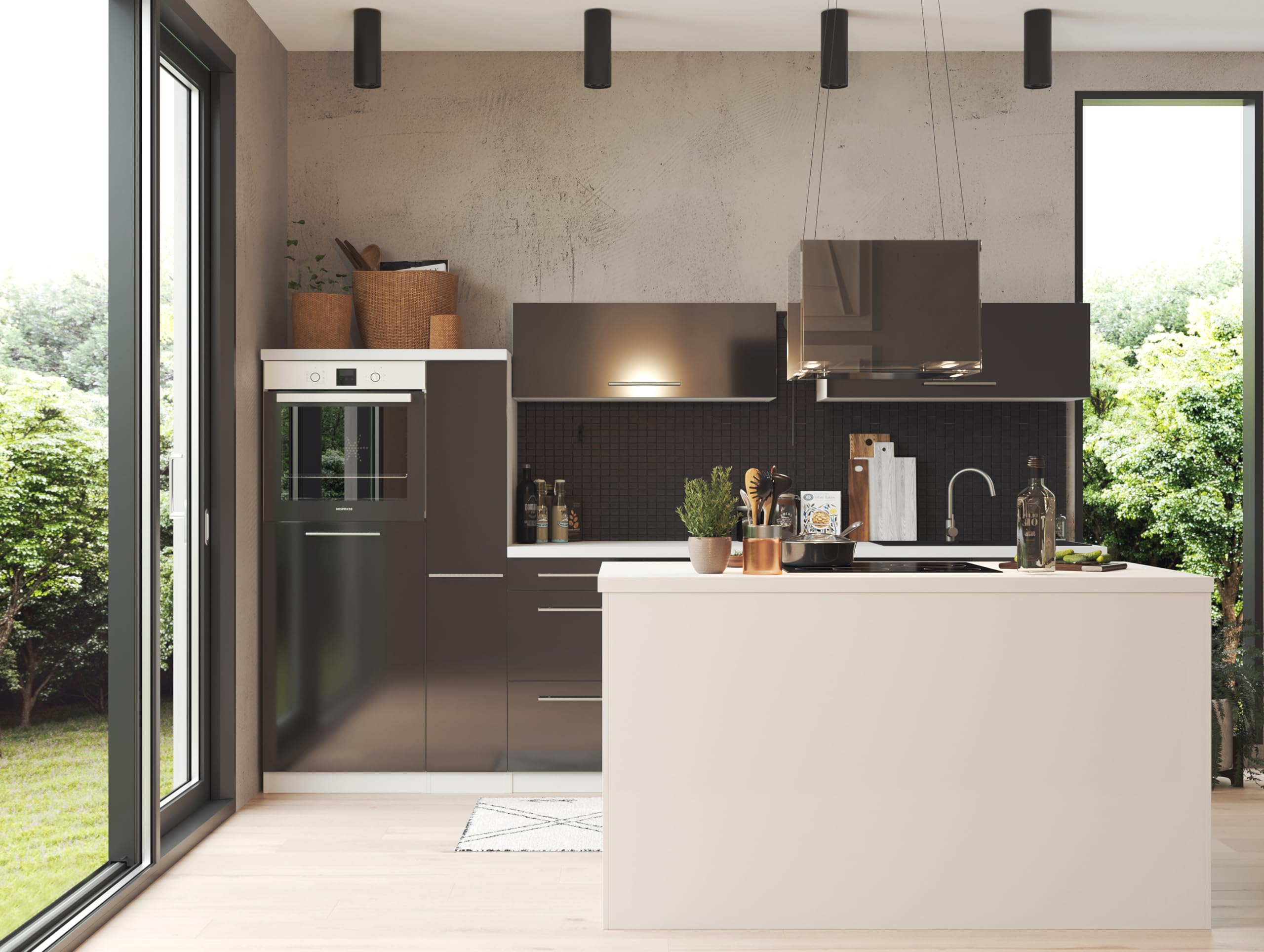 Respekta Centa Design Campana extractora de isla 50 cm/con mando a distancia/color negro/clase de eficiencia energética A+ / máx. 67 dB/flujo de aire 531,8 m³/h / CH11051IS